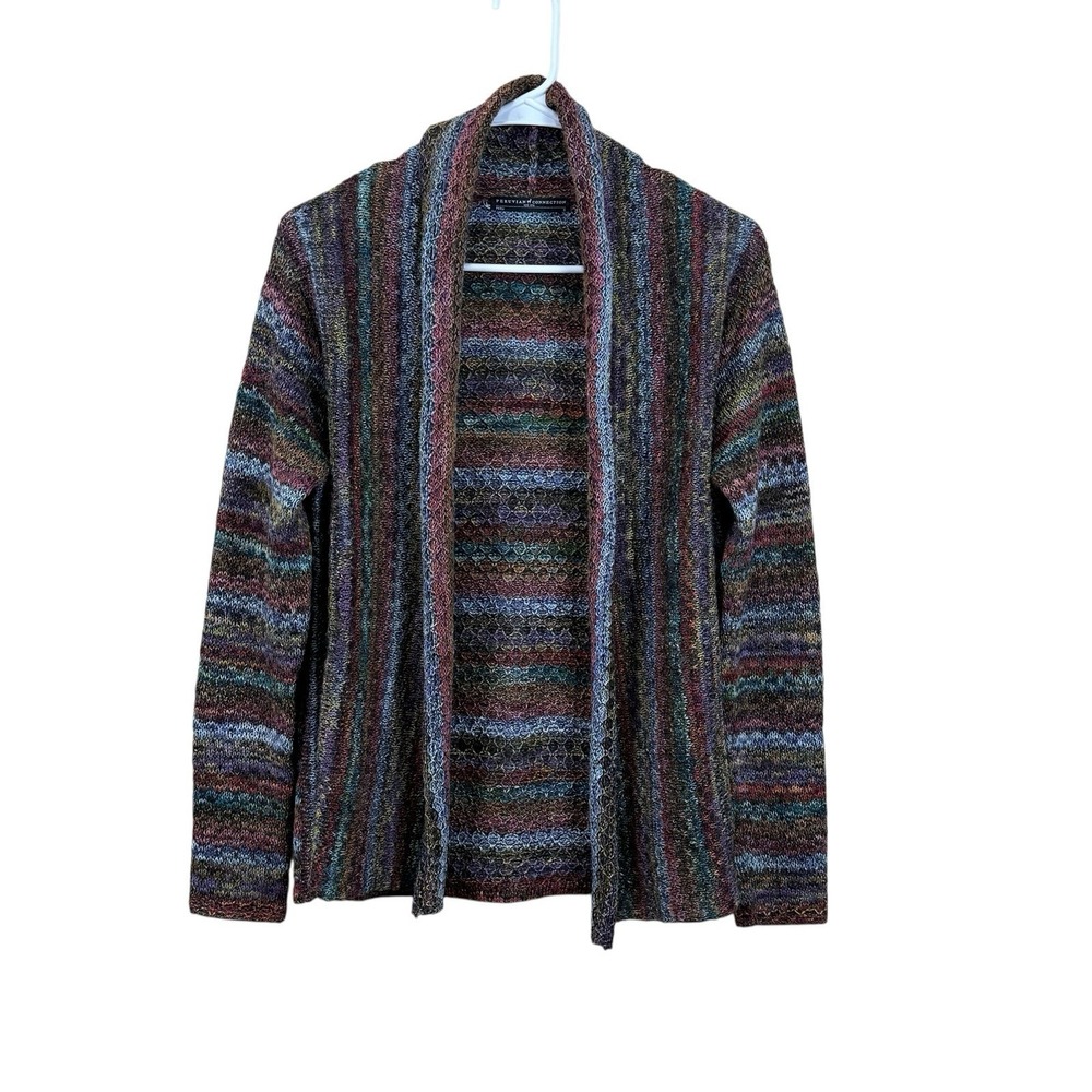 Peruvian Connection Open Front Cardigan Sweater 100% Alpaca Size Small